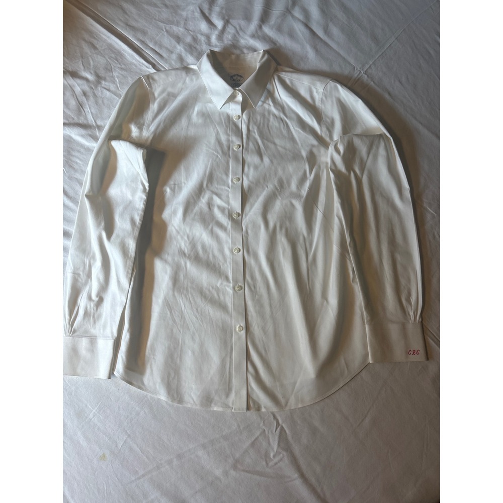 Brooks Brothers Button Down Shirt Womens 10 White  Non-Iron Fitted CBG logo